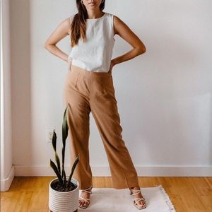 High waisted straight leg trousers